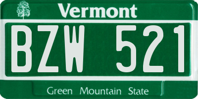VT license plate BZW521