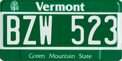 VT license plate BZW523