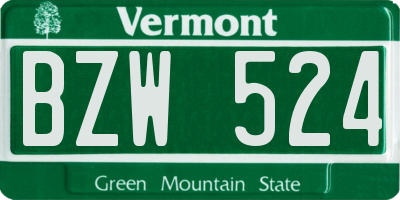 VT license plate BZW524