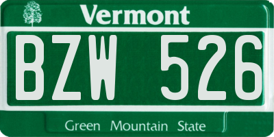 VT license plate BZW526