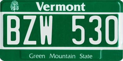 VT license plate BZW530