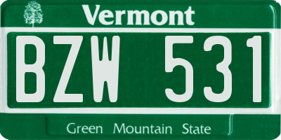VT license plate BZW531