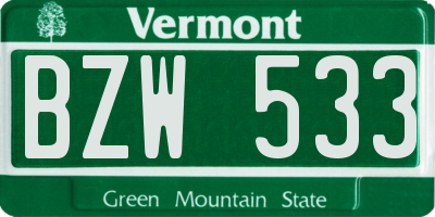VT license plate BZW533