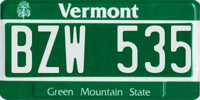 VT license plate BZW535