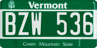 VT license plate BZW536