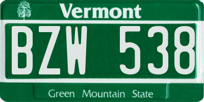 VT license plate BZW538