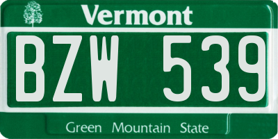 VT license plate BZW539