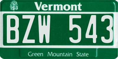 VT license plate BZW543