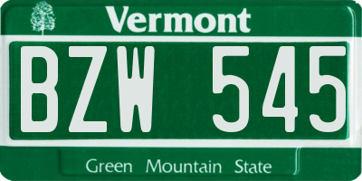 VT license plate BZW545