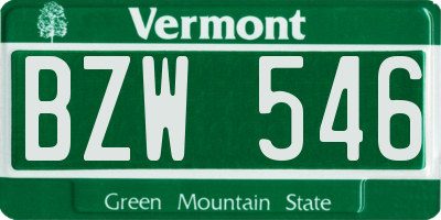 VT license plate BZW546