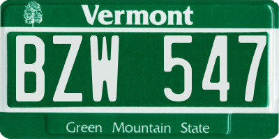 VT license plate BZW547