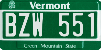VT license plate BZW551