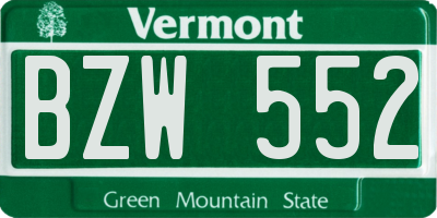 VT license plate BZW552