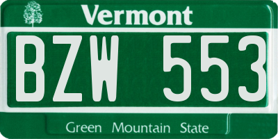 VT license plate BZW553