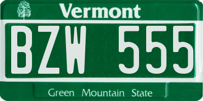 VT license plate BZW555