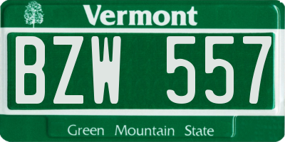 VT license plate BZW557