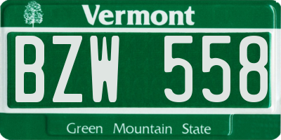 VT license plate BZW558