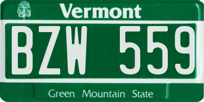 VT license plate BZW559