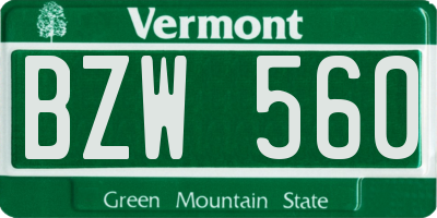 VT license plate BZW560