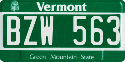 VT license plate BZW563