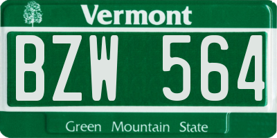 VT license plate BZW564