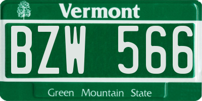 VT license plate BZW566