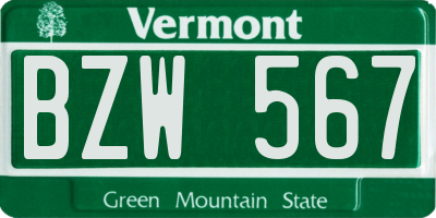 VT license plate BZW567