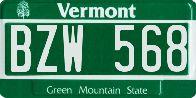 VT license plate BZW568