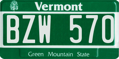 VT license plate BZW570