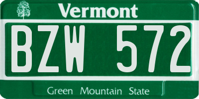 VT license plate BZW572