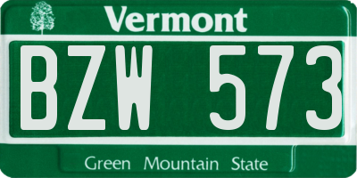 VT license plate BZW573