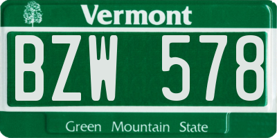 VT license plate BZW578