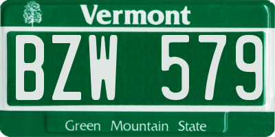 VT license plate BZW579