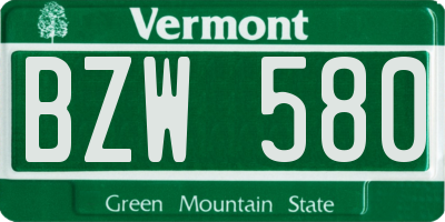 VT license plate BZW580