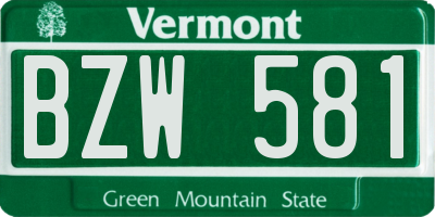 VT license plate BZW581