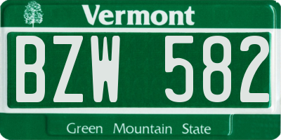 VT license plate BZW582