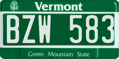VT license plate BZW583
