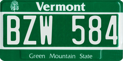 VT license plate BZW584