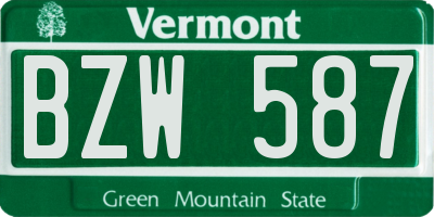 VT license plate BZW587
