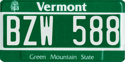 VT license plate BZW588
