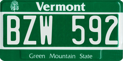 VT license plate BZW592