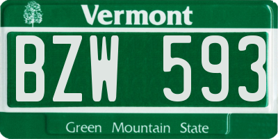 VT license plate BZW593