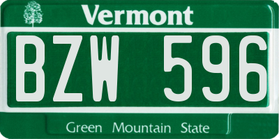 VT license plate BZW596