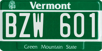 VT license plate BZW601