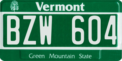 VT license plate BZW604