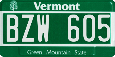 VT license plate BZW605