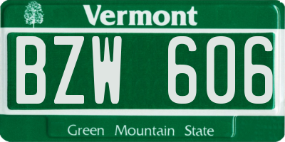 VT license plate BZW606