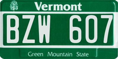VT license plate BZW607