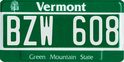 VT license plate BZW608