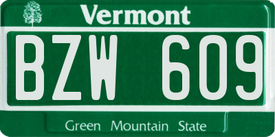 VT license plate BZW609